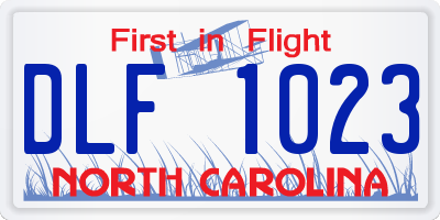 NC license plate DLF1023