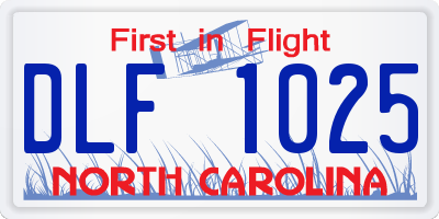 NC license plate DLF1025