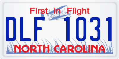 NC license plate DLF1031