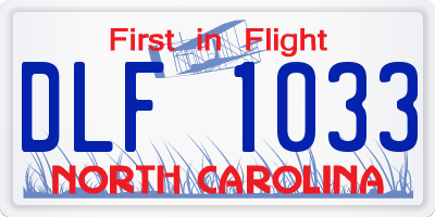 NC license plate DLF1033