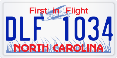 NC license plate DLF1034