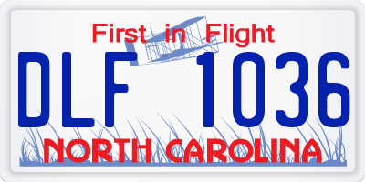 NC license plate DLF1036