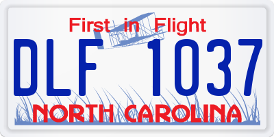 NC license plate DLF1037