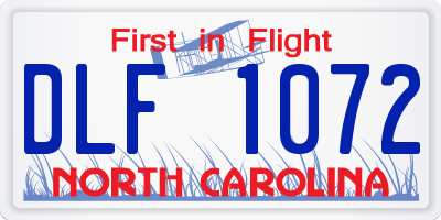 NC license plate DLF1072