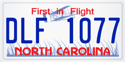 NC license plate DLF1077