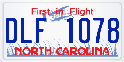 NC license plate DLF1078