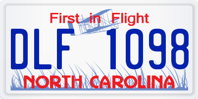 NC license plate DLF1098
