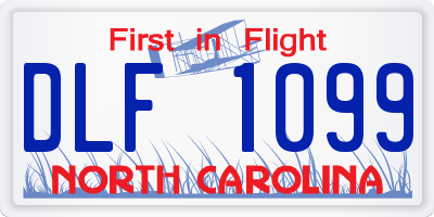 NC license plate DLF1099