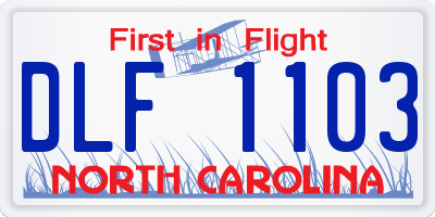 NC license plate DLF1103