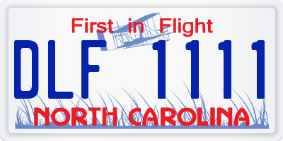NC license plate DLF1111
