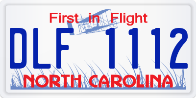 NC license plate DLF1112