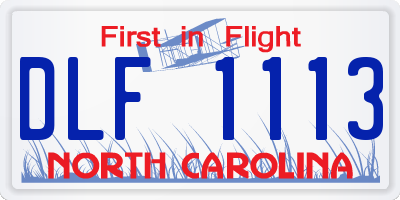 NC license plate DLF1113