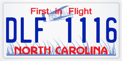 NC license plate DLF1116
