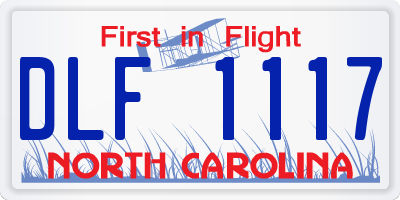 NC license plate DLF1117