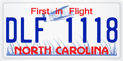NC license plate DLF1118