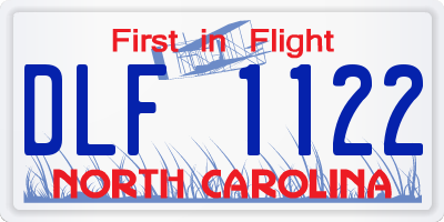 NC license plate DLF1122