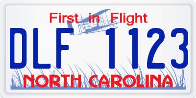 NC license plate DLF1123