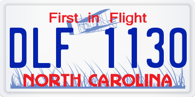 NC license plate DLF1130