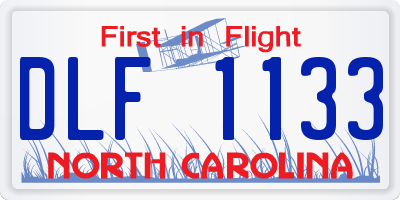 NC license plate DLF1133