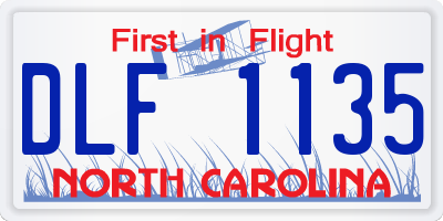 NC license plate DLF1135