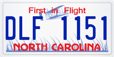 NC license plate DLF1151
