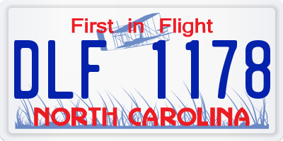 NC license plate DLF1178