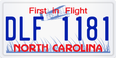 NC license plate DLF1181