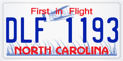 NC license plate DLF1193