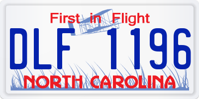 NC license plate DLF1196