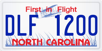 NC license plate DLF1200