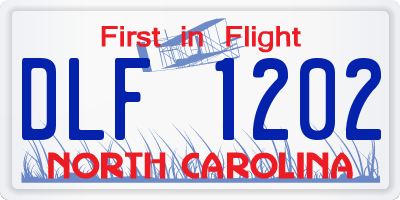 NC license plate DLF1202