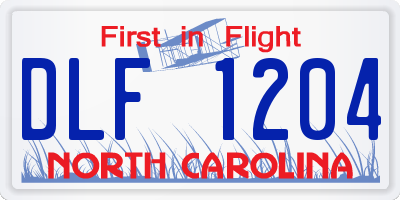 NC license plate DLF1204