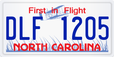NC license plate DLF1205