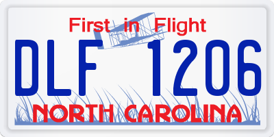 NC license plate DLF1206