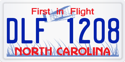 NC license plate DLF1208