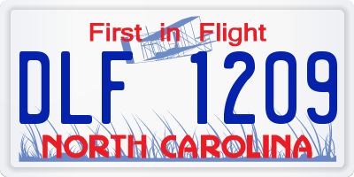 NC license plate DLF1209