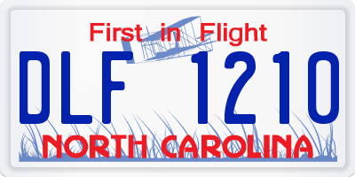 NC license plate DLF1210