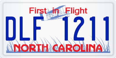 NC license plate DLF1211