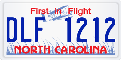 NC license plate DLF1212