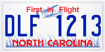 NC license plate DLF1213