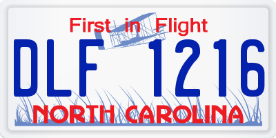 NC license plate DLF1216