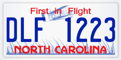 NC license plate DLF1223