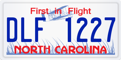 NC license plate DLF1227