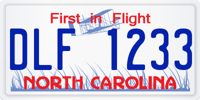 NC license plate DLF1233