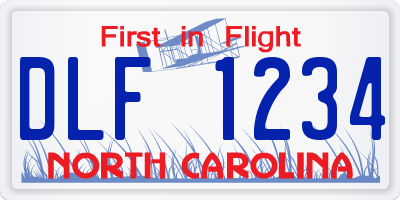 NC license plate DLF1234