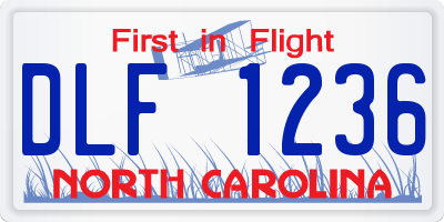 NC license plate DLF1236