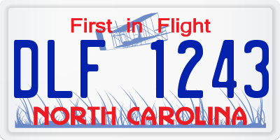 NC license plate DLF1243