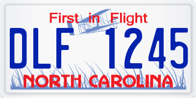 NC license plate DLF1245