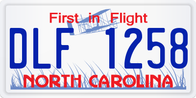 NC license plate DLF1258