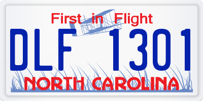 NC license plate DLF1301